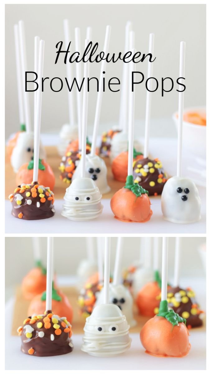 Spooky Halloween Brownie Pops | Halloween desserts cake pops, Brownie cake pop, Halloween baking cake pops