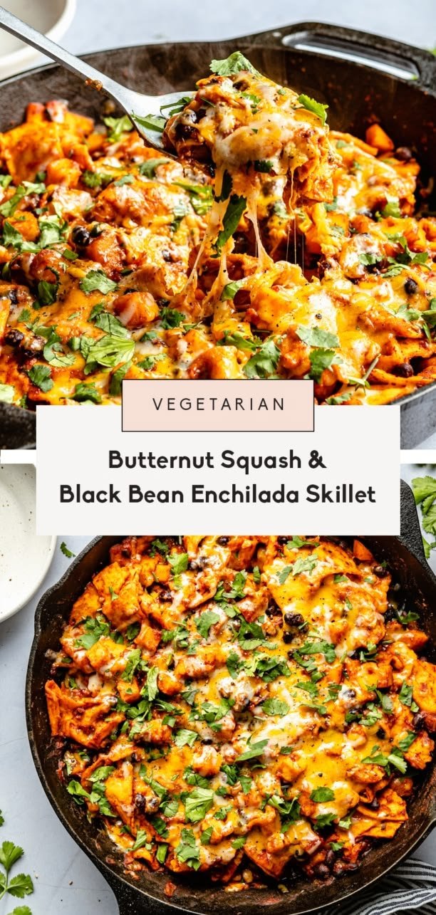 Butternut Squash and Black Bean Enchilada Skillet
