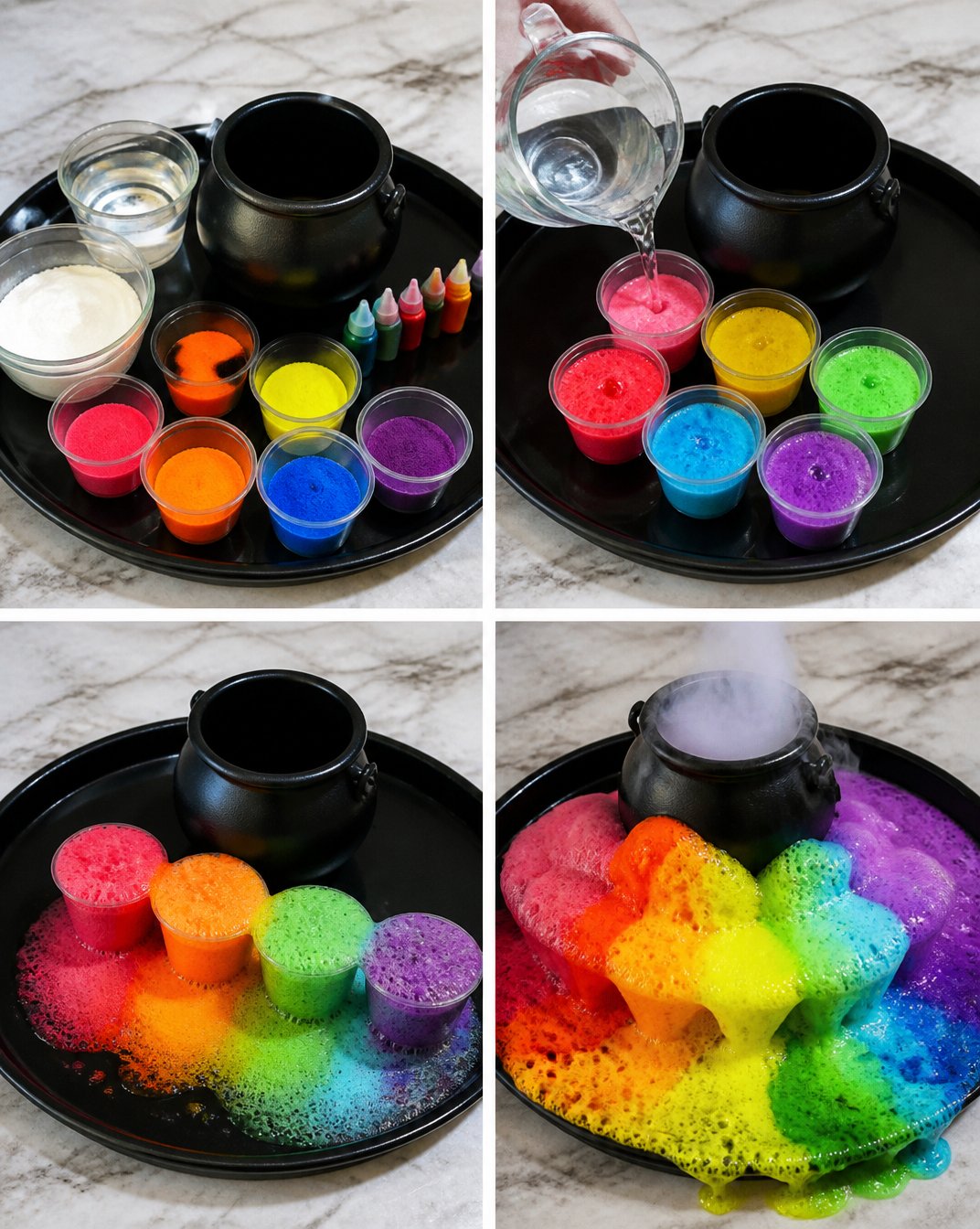 Fizzy Rainbow Halloween Cauldron Experiment