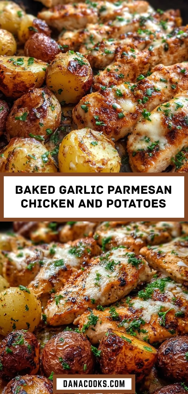 Baked Garlic Parmesan Chicken And Potatoes In Oven Recipe