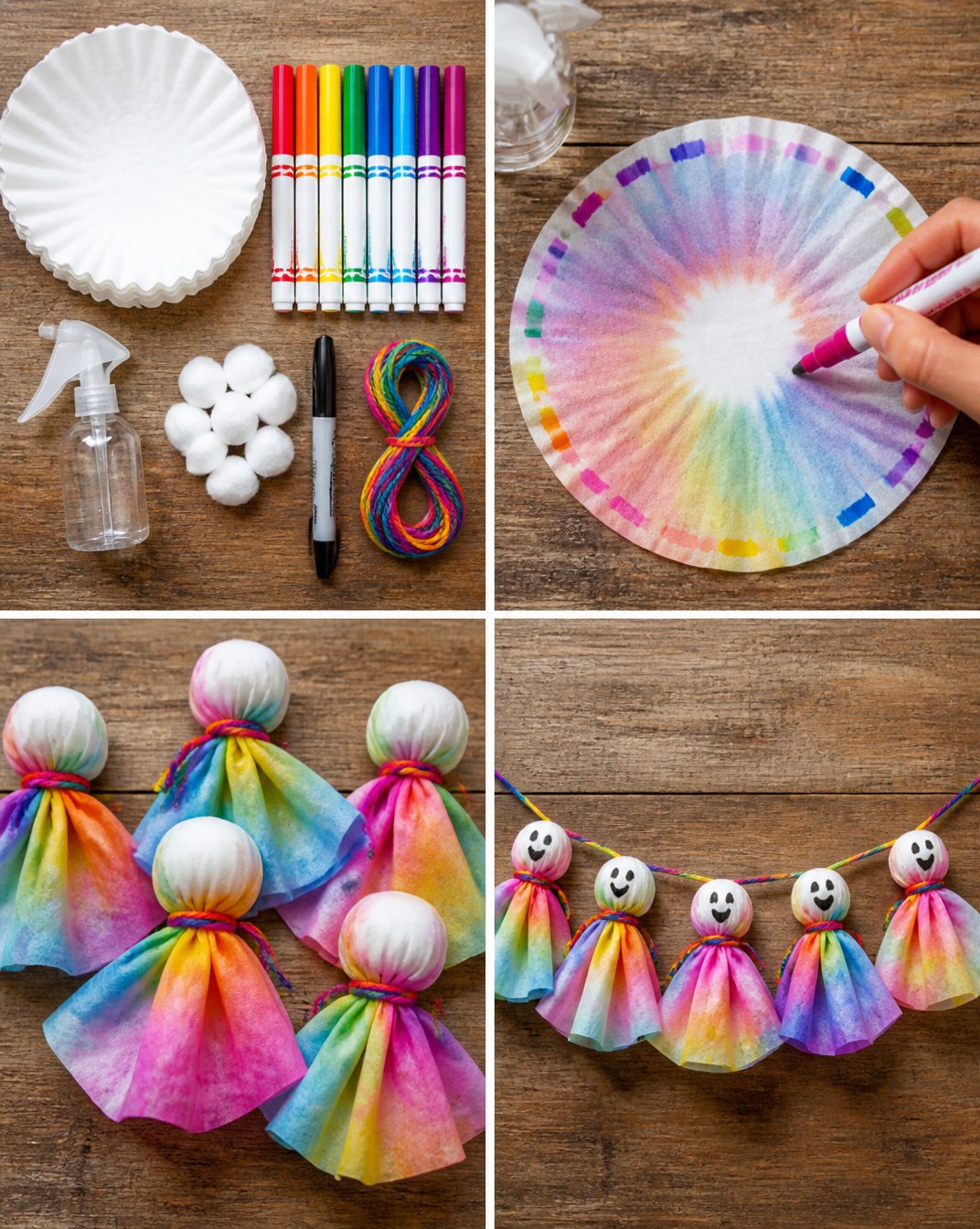 Rainbow Coffee Filter Ghost Garland Cozy 7 Rainbow Coffee Filter Ghost Garland