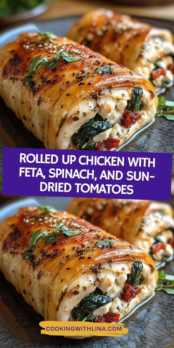 Rolled Chicken with Feta & Spinach