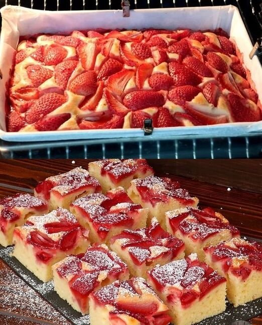 Sunken Strawberry Sheet Cake