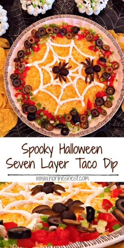 Spooky Halloween Seven Layer Taco Dip | Norine's Nest