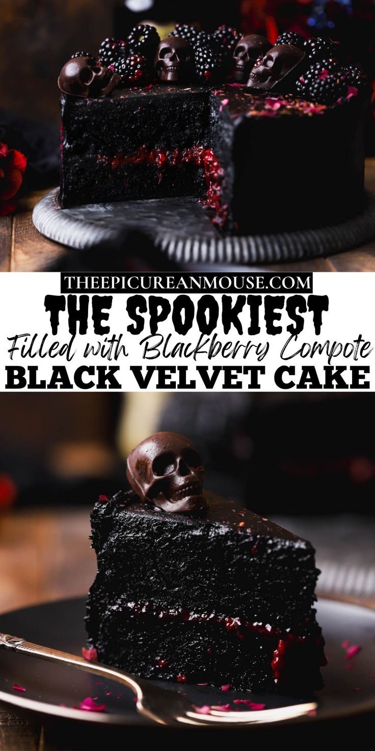 Spooky Black Velvet Halloween Cake - The Epicurean Mouse