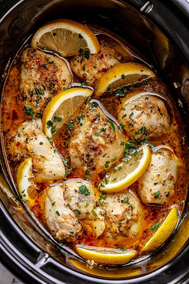 Crock Pot Chicken thighs Recipe with Lemon Garlic Butter – Easy Crockpot Chicken Recipe | Garlic butter chicken slow cooker, Crockpot garlic butter chicken thighs, Lemon garlic slow cooker meal