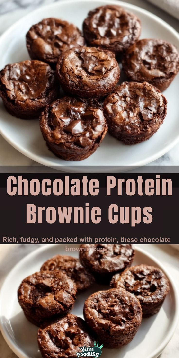 High protein chocolate brownie cups | High protein brownie bites, Chocolate protein cookies, High protein snacks for children