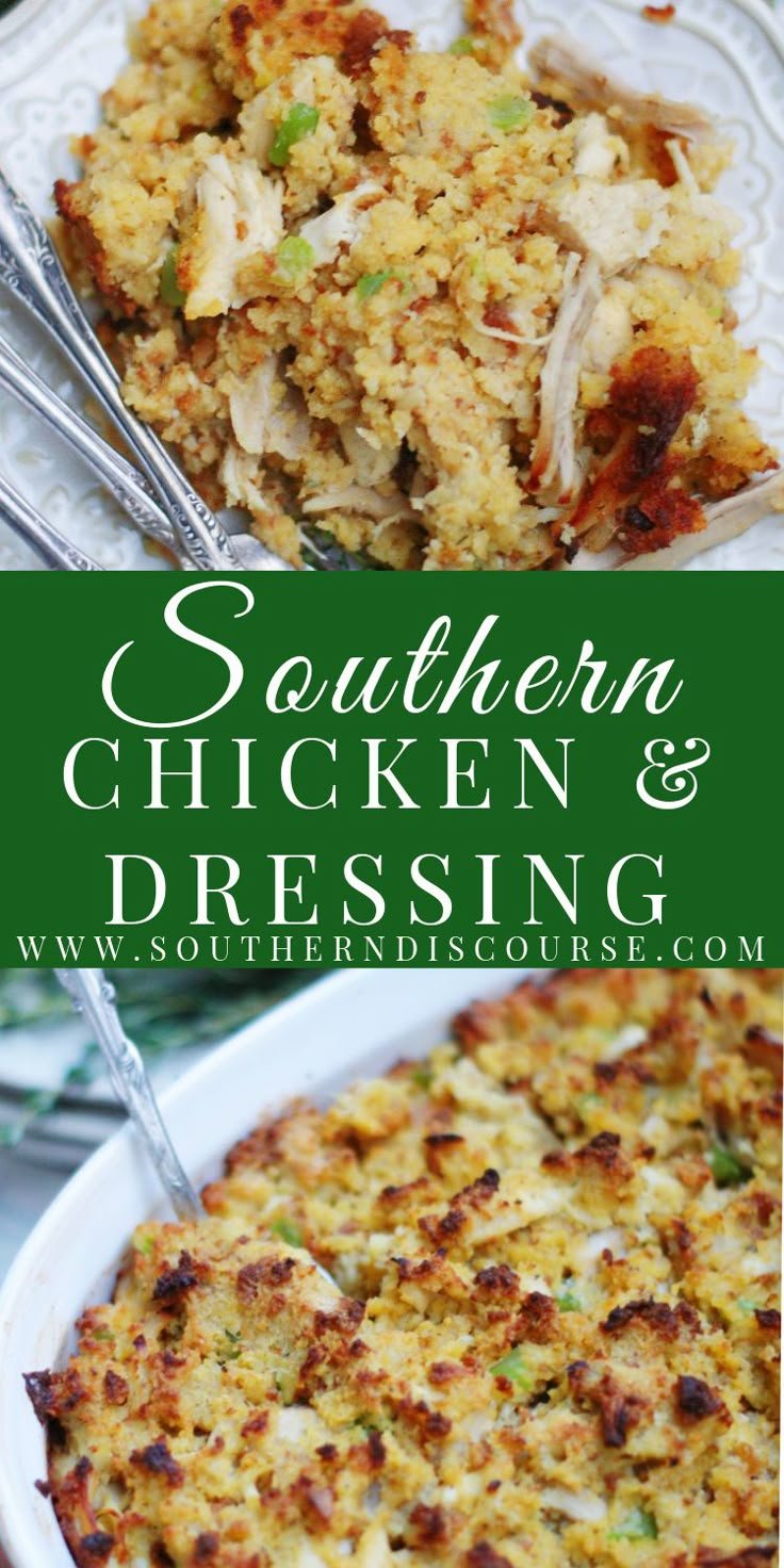 Southern Chicken and Dressing Recipe | Southern cornbread dressing deep south, Cornbread dressing with rotisserie chicken, Chicken and stuffing