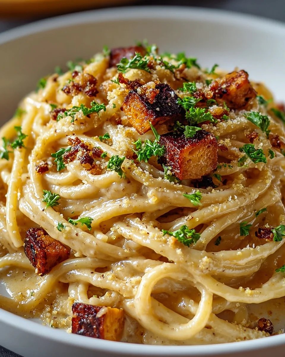 Einfache Geräucherte Tofu Carbonara