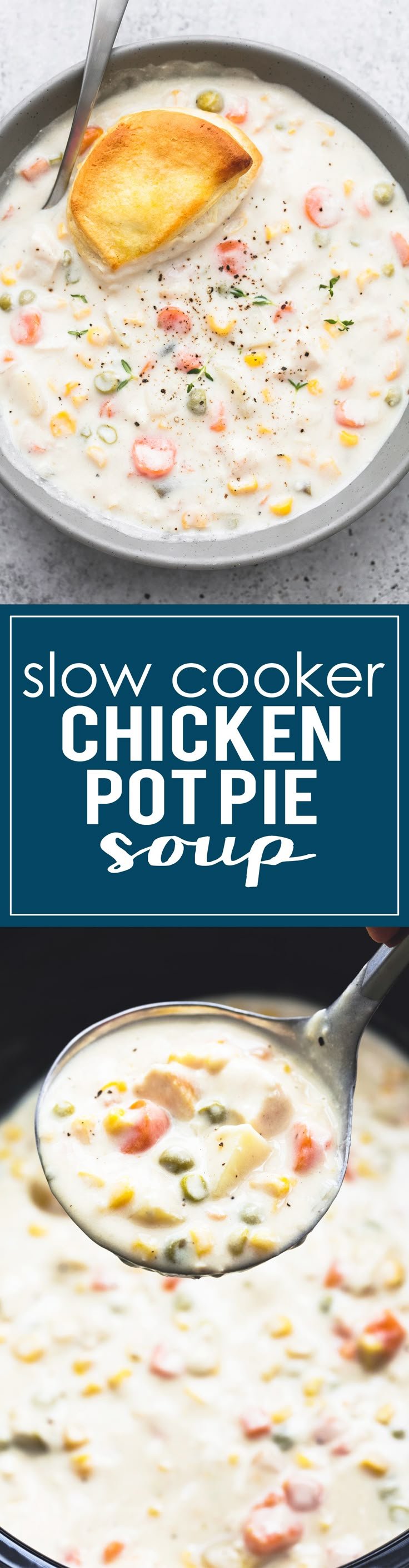 Creamy Slow Cooker Chicken Pot Pie Soup | Slow cooker creamy chicken and potatoes, Creamy chicken pot pie soup crockpot, Classic chicken pot pie