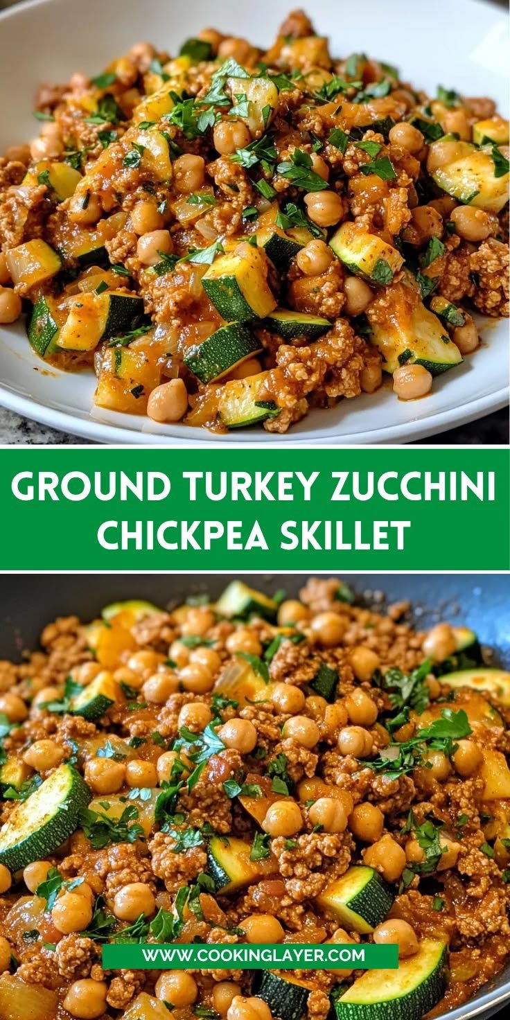 Ground Turkey Zucchini Chickpea Skillet
