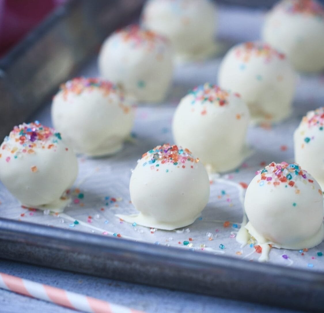 Cake Batter Truffles { No Bake + Gluten-Free }