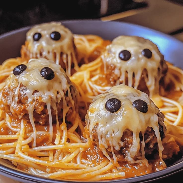 Spooky Spaghetti and Cheese Stuffed Meatballs Recipe PDF (Digital Download)