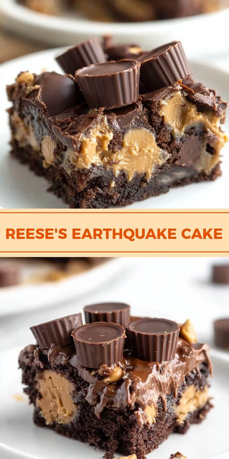 Reese’s Peanut Butter Cup Earthquake Cake