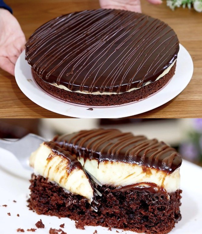 Schokokuchen mit Vanillepudding