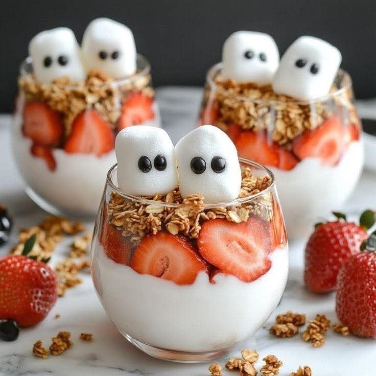 Ghost parfait | Halloween themed desserts, Parfaits for halloween, Halloween fingerfood