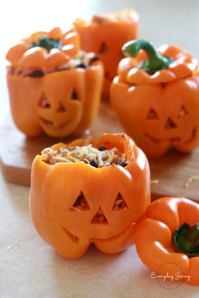 Shredded Chicken and Rice Stuffed Peppers