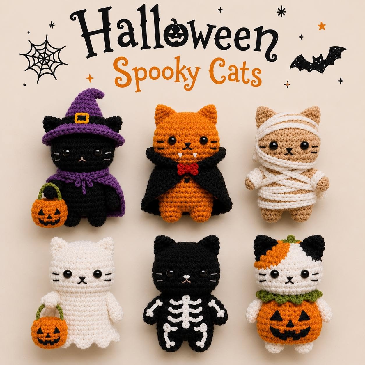 Crochet Halloween Keychains and Bag Charms 6 Crochet Halloween Keychains and Bag Charms