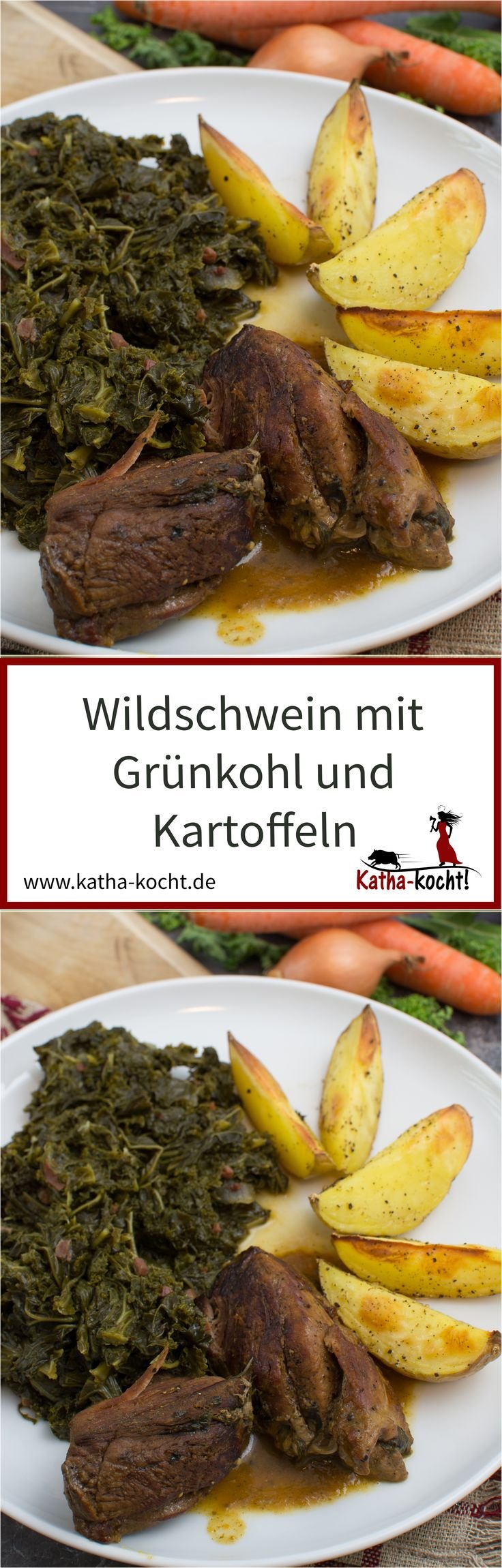 Geschmortes Wildschwein mit Grünkohl und Kartoffeln - Katha-kocht!