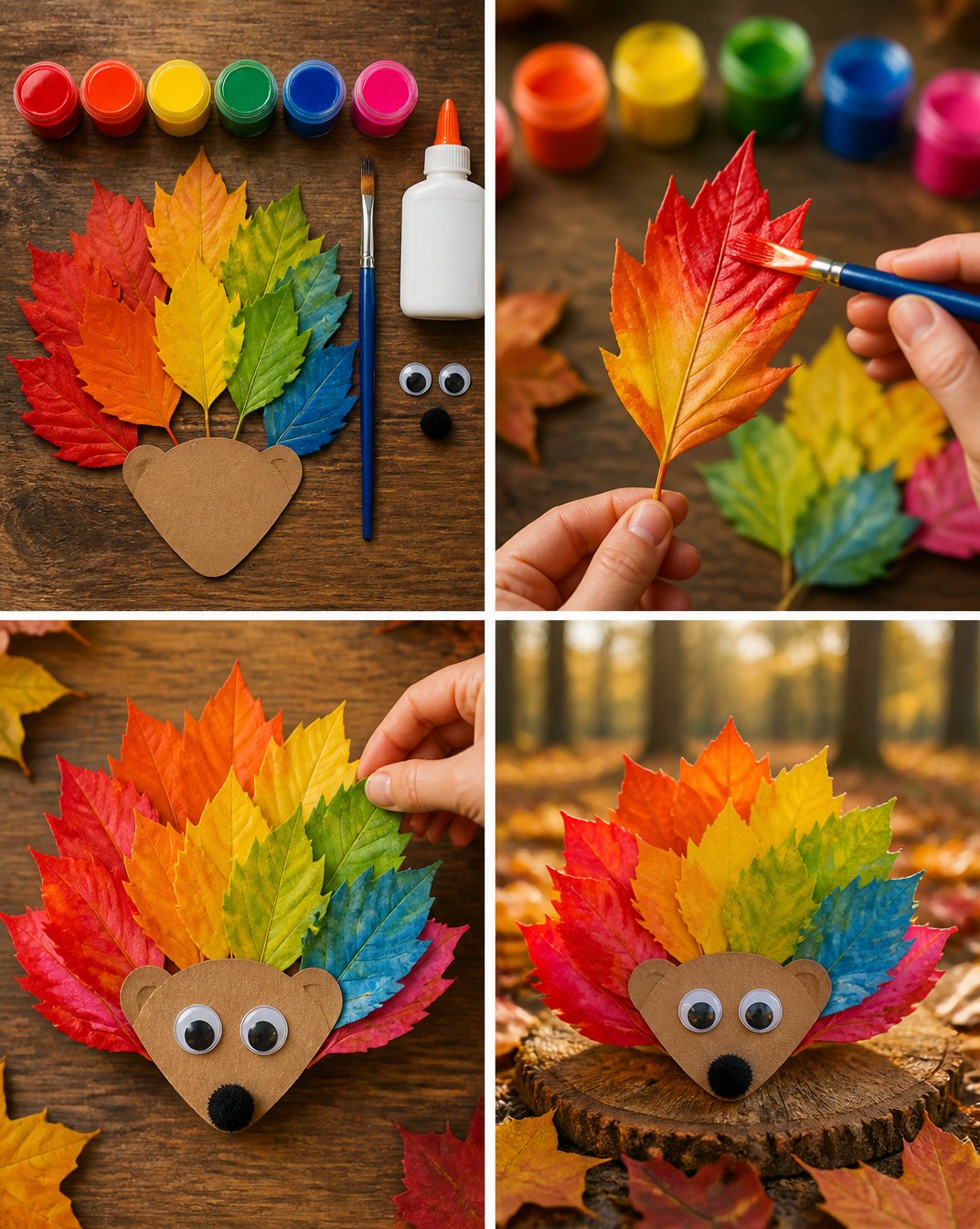 DIY Rainbow Leaf Hedgehog Craft Tutorial