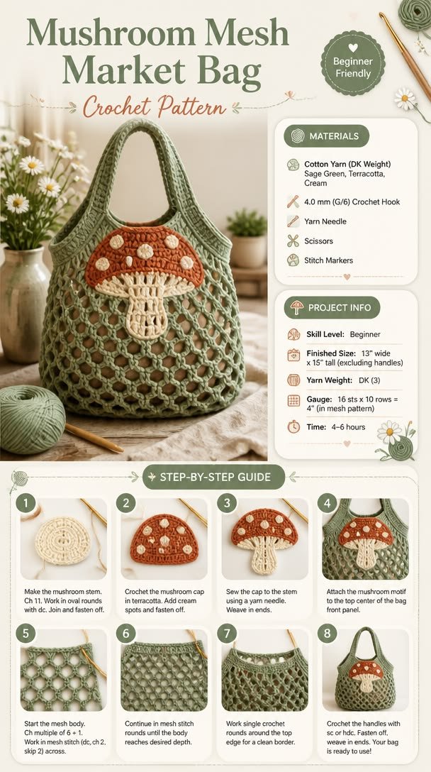 Mushroom Mesh Market Bag