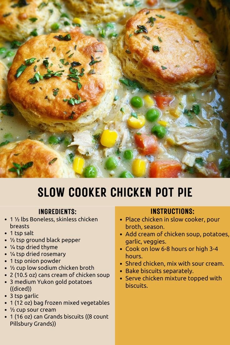 Slow Cooker Chicken Pot Pie Recipe - Easy Comfort Food for Family Dinners