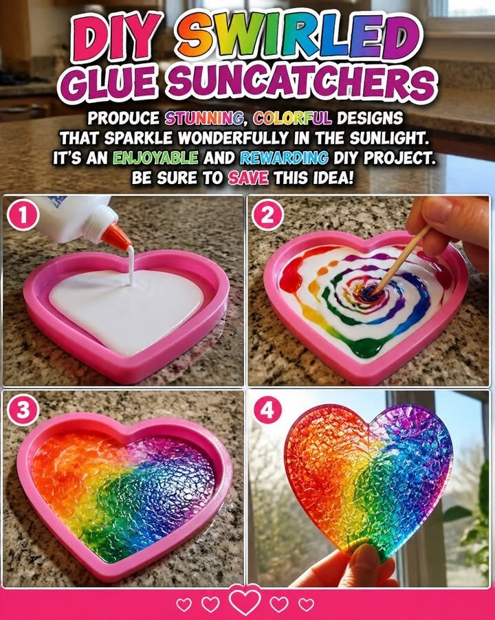 Swirled Glue Suncatchers Become Cozy Light 5 Swirled Glue Suncatchers