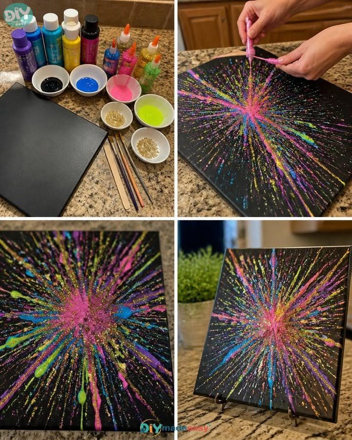 Glitzernder Feuerwerks-Leinwand