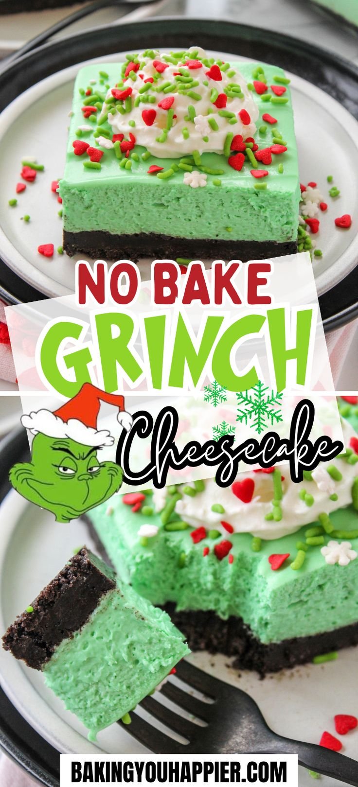 Grinch-Inspired No-Bake Christmas Cheesecake