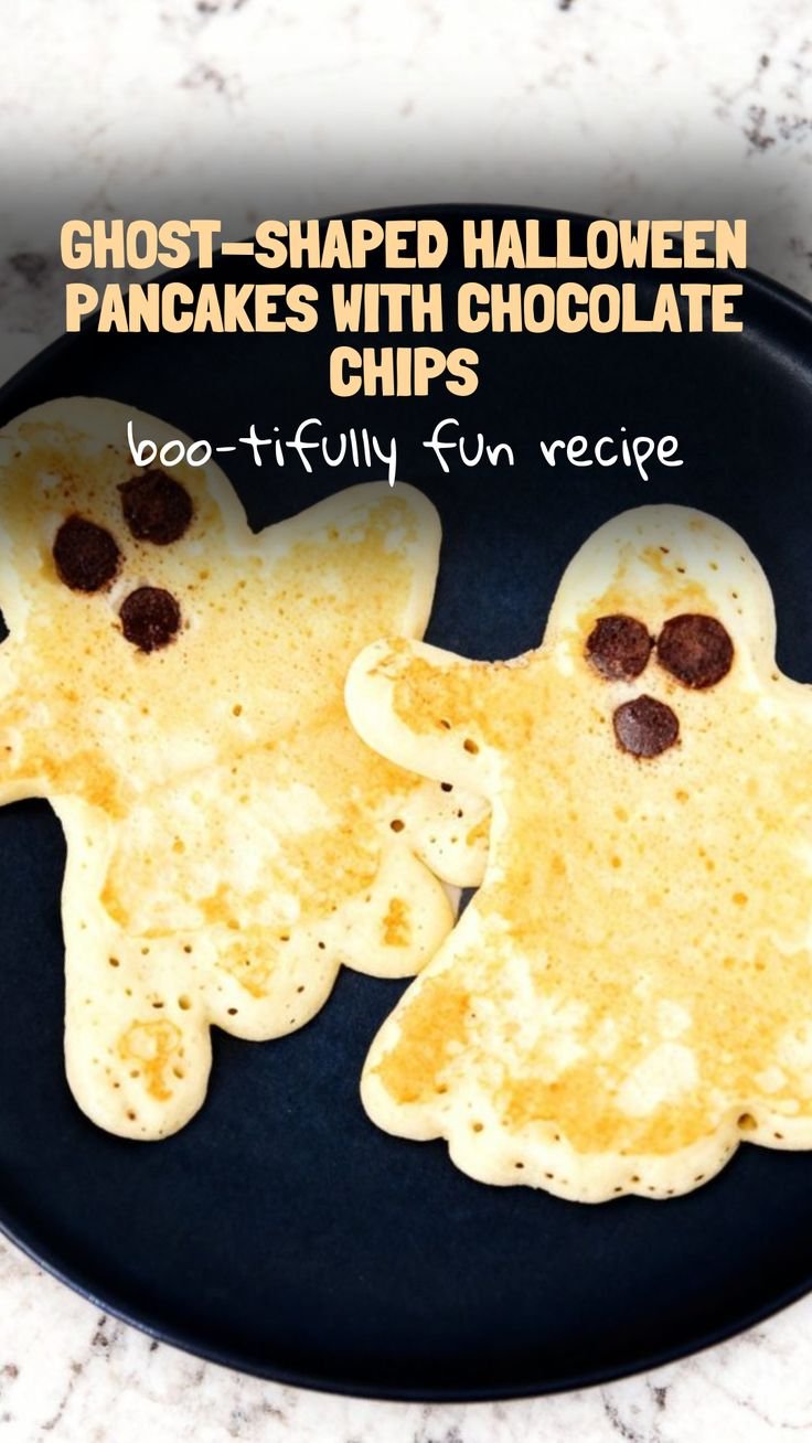 Boo-tiful Ghost-Shaped Halloween Pancakes with Chocolate Chips Recipe