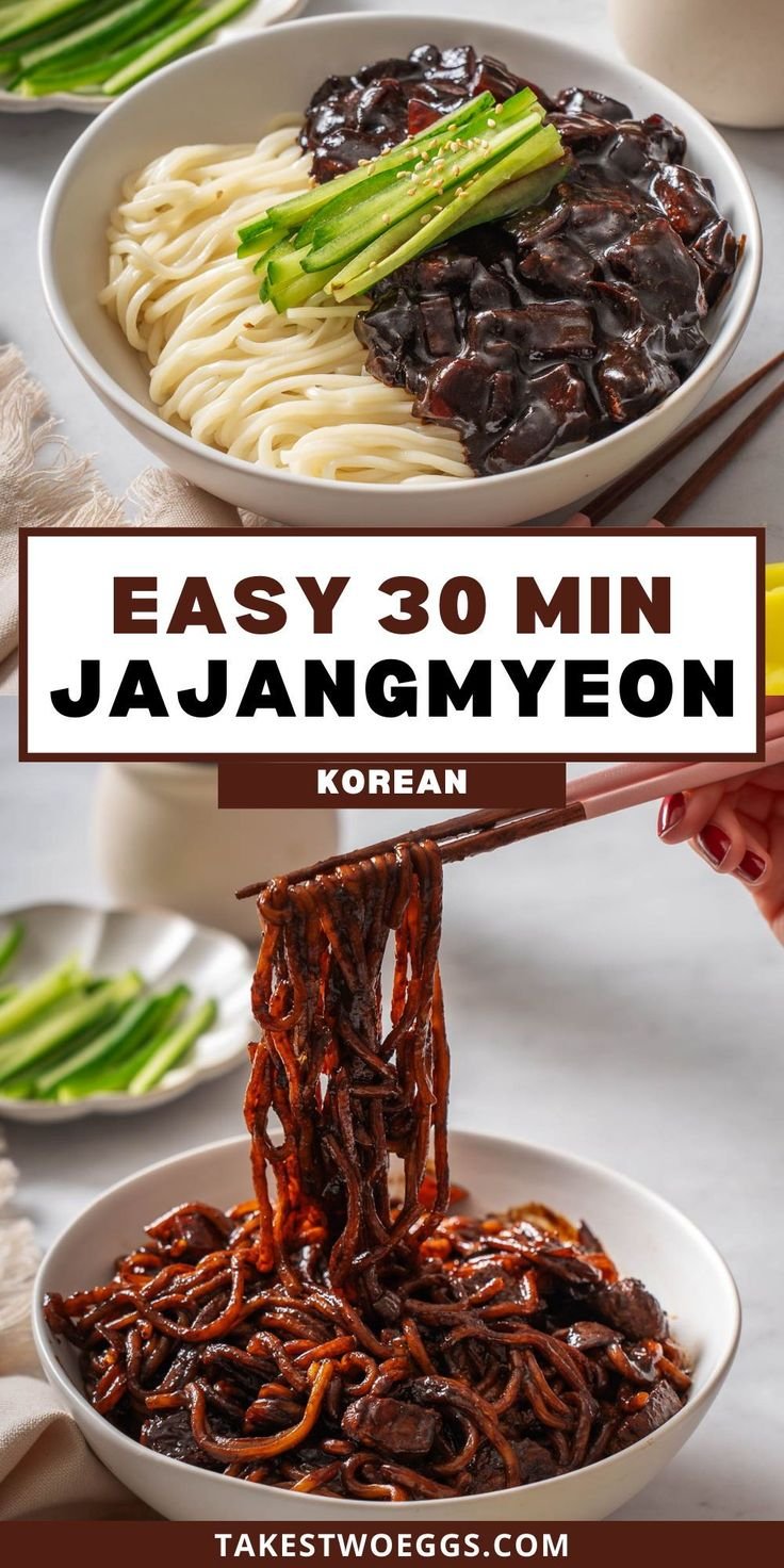 EASY Jajangmyeon (Korean Black Bean Noodles)