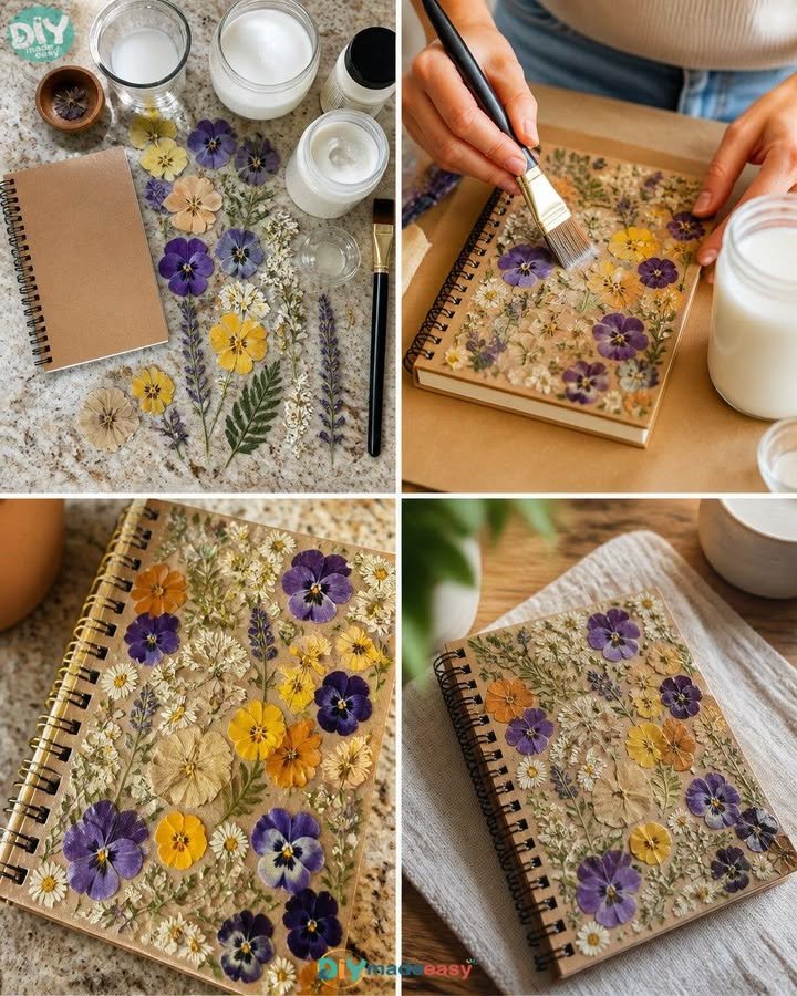 Gepresstes Blumen-Notizbuch-Cover: Eine süße, praktische Aktivität, die Kinder immer wieder machen möchten ❤️.