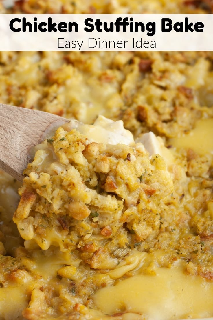 Easy Chicken Stuffing Bake | Chicken stuffing casserole, Chicken dishes recipes, Easy casserole dishes | Recipes with stove top stuffing dinners, Chicken bake with stuffing, Easy chicken casserole recipes