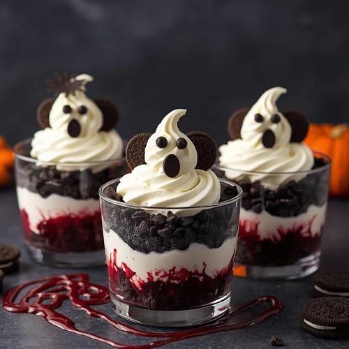 Mousse Fantôme à la Vanille et aux Oreos