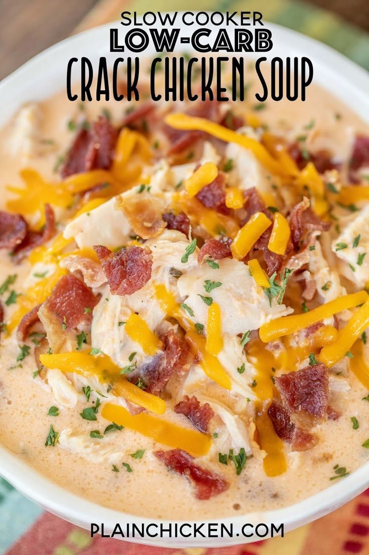 Low carb meals for work | Low carb picky eater recipes, Crockpot soup recipes low carb, Crack chicken soup