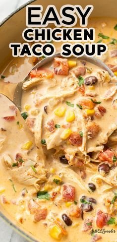 Taco soup recipe | Creamy chicken taco soup, Easy chicken taco soup