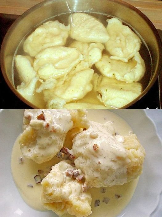 Schmeckt supergut, Omas Mehlklöße unser altes Familienrezept
1,5 TL, gestr. Salz
1 Prise Muskat
720 g Mehl
3 Eier
2 L Brühe
350 ml Milch
Anleitung
So mache ich es, als erstes siebe das Mehl...