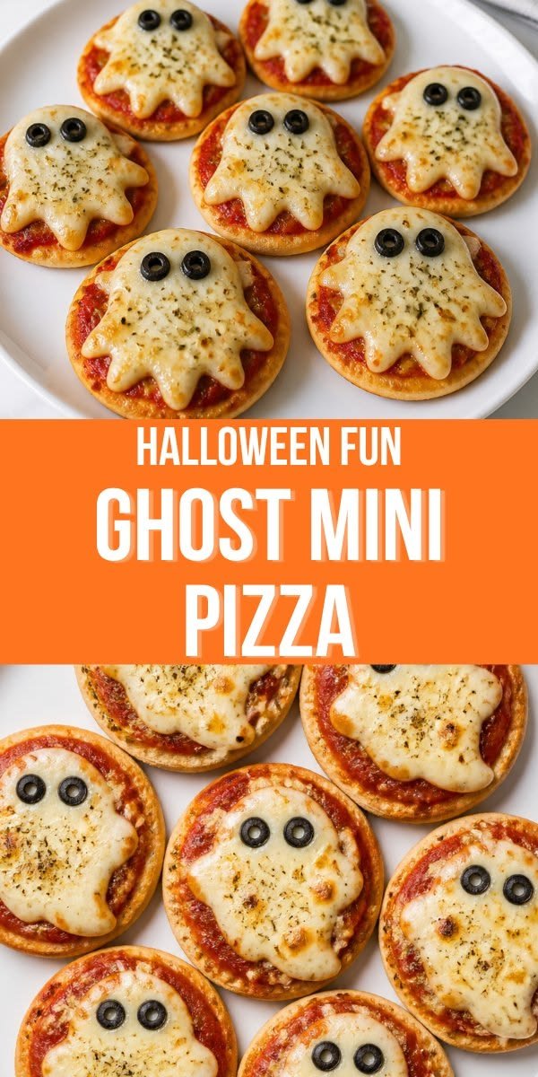 Spooky Ghost Cheese Mini Pizza Halloween Food Idea