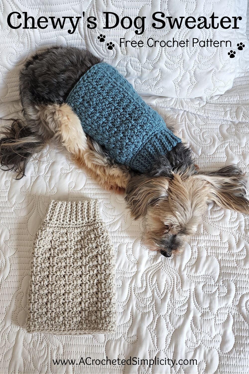 Chewy's Crochet Dog Sweater - Free Crochet Pattern for Pets | Crochet dog clothes, Stitch crochet, Crochet dog sweater free pattern