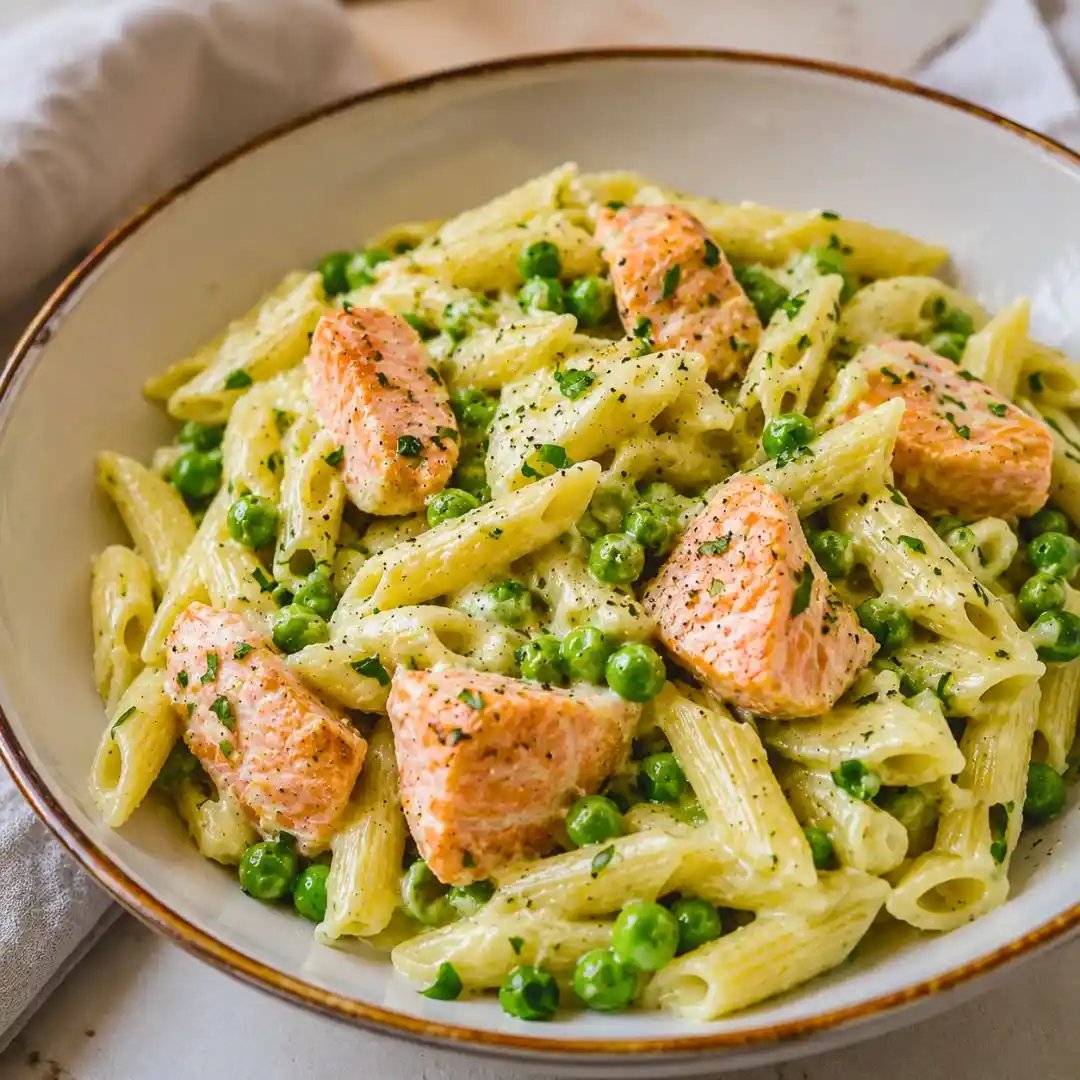 Salmon Pea Pasta with Lemon