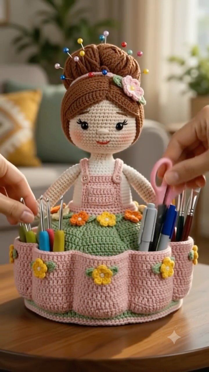 Crochet Amigurumi Organizer Holds Your Hooks, Brushes, and Tools