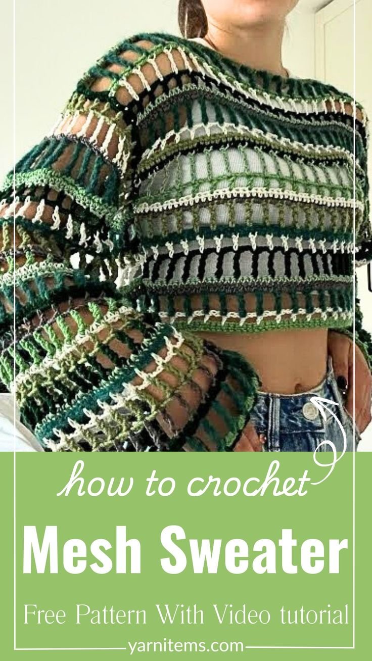 Crochet Colorful Mesh Sweater