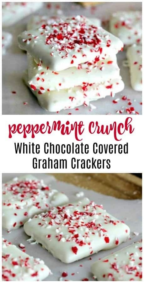 Peppermint Crunch White Chocolate Covered Graham Crackers