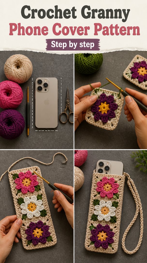 Crochet Granny Phone Cover Tutorial 5 Crochet Granny Phone Cover