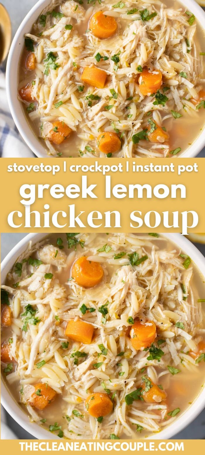 Greek Lemon Chicken Soup (Stovetop | Crockpot | Instant Pot)