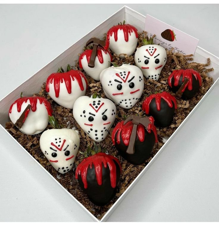 Ghostface food ideas | Ghost face strawberries, Ghostface strawberries, Halloween chocolate covered strawberries