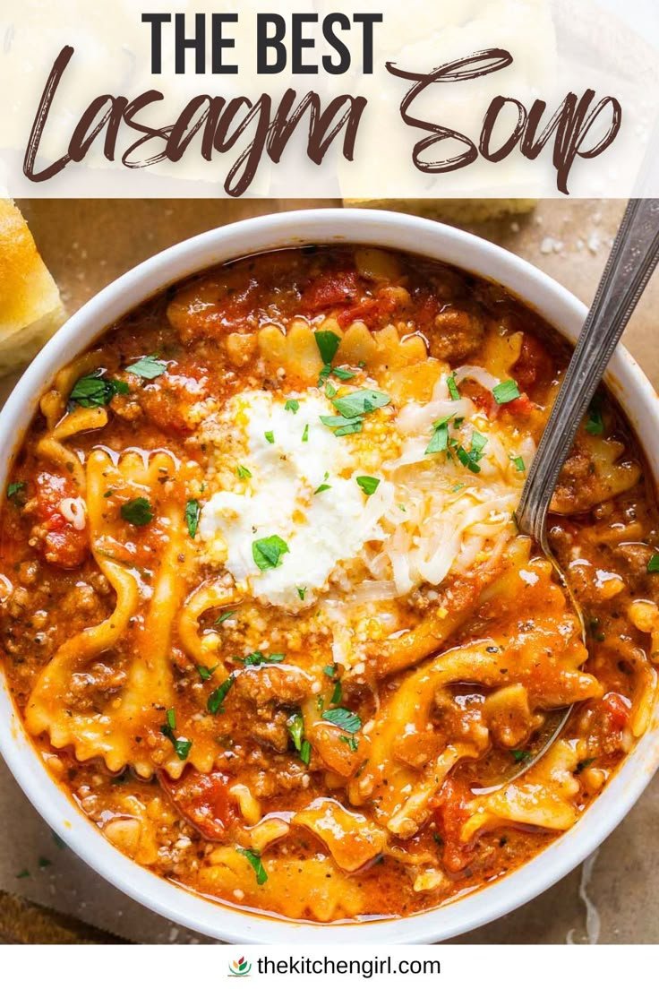 The BEST Lasagna Soup