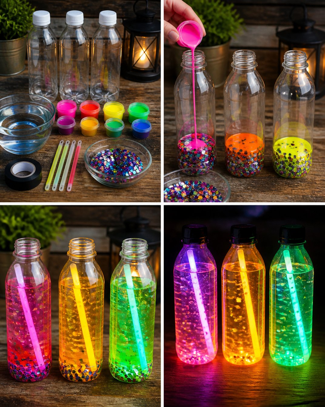 Glow-in-the-Dark Rainbow Potion Bottles