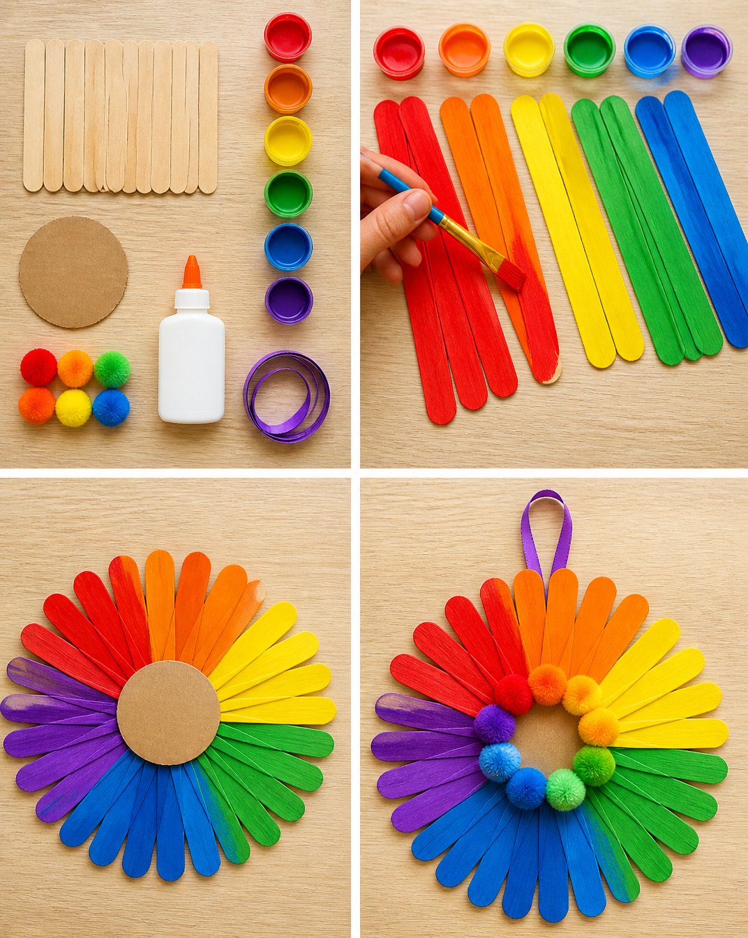 Rainbow Popsicle-Stick Daisy Wheel