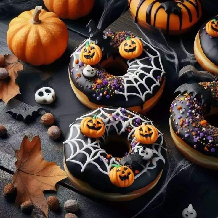 Halloween Treats with Donuts | Spooky Decorations | Halloween food ideas adults, Halloween birthday party food ideas, Halloween doughnuts